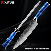 XITUO Chef Knife and Sharpening 2Pcs Set Sharp Kitchen Knife Resin Handle knives Fast Sharpness Stick Best Combination Kitchen