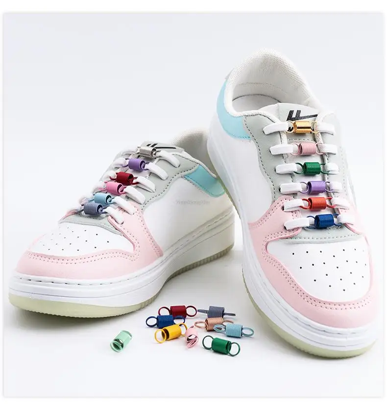 New Spring Laces Buckle Colorful Shoe Charms Quality Metal Sneakers Shoelaces Decorations Chapa Sneaker Shoes Accessories 1 Pair
