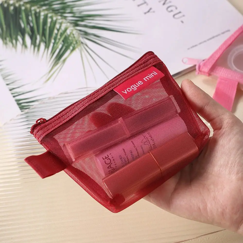 Portable Nylon Transparent Mesh Storage Bag Makeup Bag Lipstick Bag Mini Coin Purse Coin Bag Small Item Bag Cosmetic Bag Women