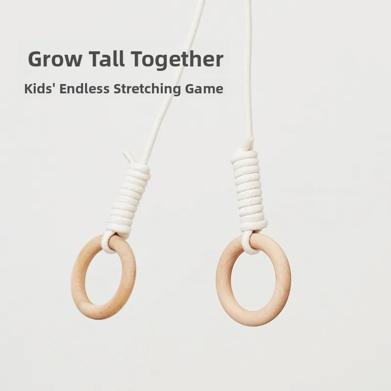 Real Wood Children's Rings Fitness Training Pull-ups Indoor Home Use Band One Pair Physical Strength Training Equipment