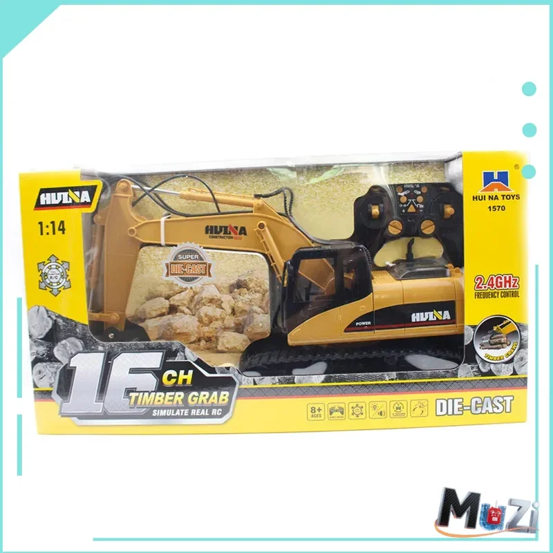 HUINA 1570 coche de ingeniería con Control remoto agarrador de madera aleación de 16 canales excavadora de Control remoto para niños modelo regalos para niños