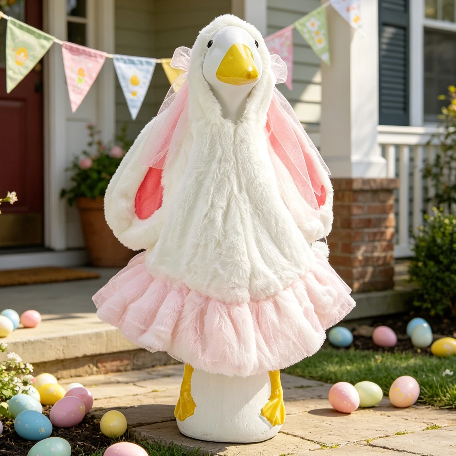 Easter Porch Goose Outfit, 23 Lawn Goose Bunny Costume Decorative Outdoor Yard Lawn Garden Decor