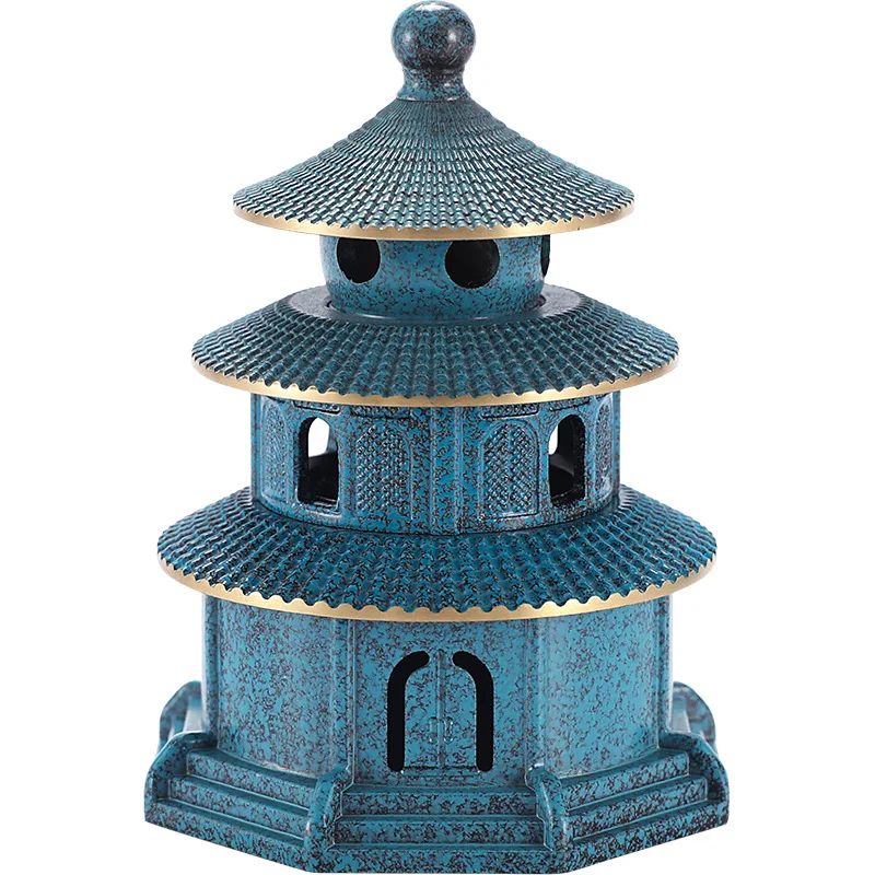 Blue Copper Incense Burner Home Office Temple Decoration Incense Burner Holder Delicate Craft Indoor Decoration