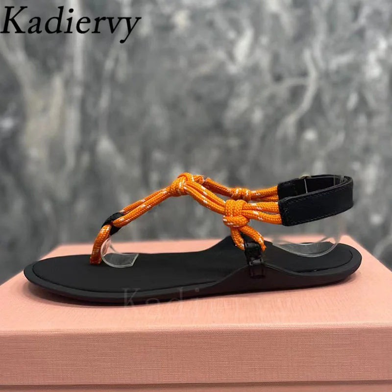 New Flat Sandals Woman Flip Flop Hemp Braided Casual Holiday Beach Shoes Woman Summer Sandals For Women Sandalias Mujer