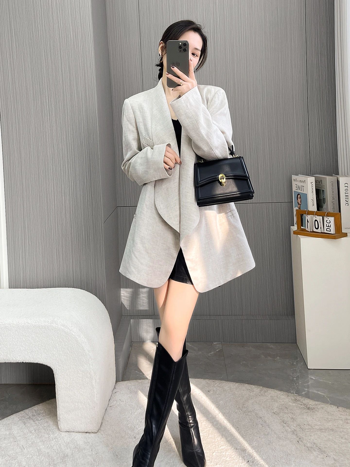 

Ele Tailored Women's Suit Spring 2026 Belted Waist Trench Coat Commute Office Wear Long Sve Classic Collar Polyester