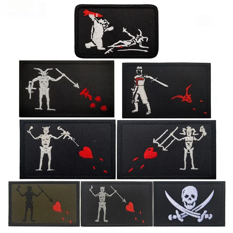 Pirate Edward Armband Embroidery Patches  Blackbeard Morale Badge Hook&Loop Patches on Backpack Cloth Hat Sticker Tactical Patch