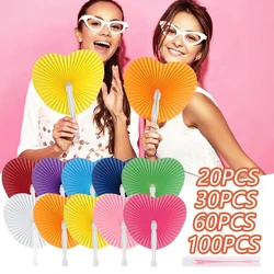 20-100 Pcs Multicolor Wedding Folding Paper Fan DIY Painting Heart-Shaped Blank Handheld Fan For Outdoor Decor And Photo Taking