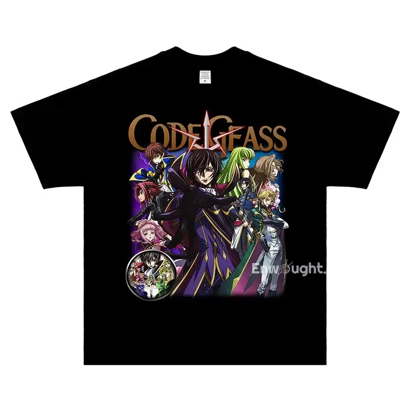 Code Geass T-shirts Vintage Oversized Unisex Hip Hop Street T Shirt Casual Loose Streetwear Trendy Cotton high quality Couples