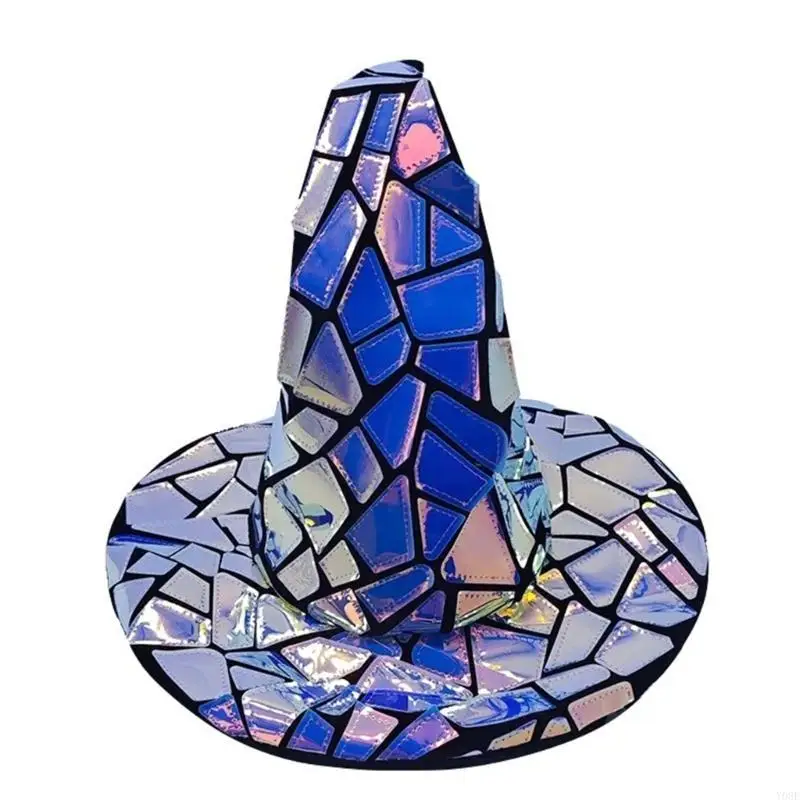 Witch Hat for Women Halloween Party Cosplay Witch Hat with Color Patches Y08E