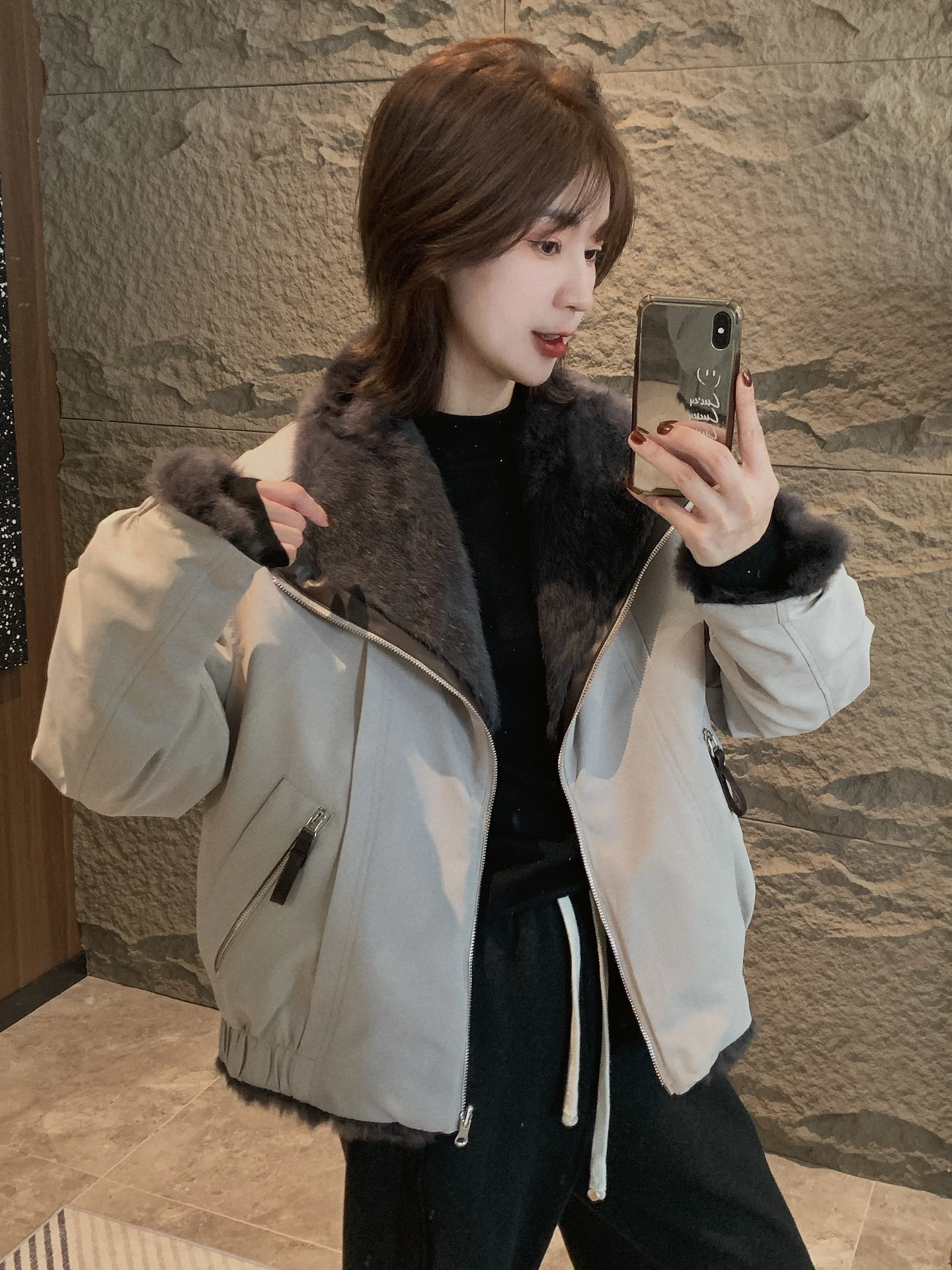 

Women's Double-Sided Wear Fur Jaet 2025 Autumn Winter New Sle Warm Casual All-In-One Leather Fur Stand Collar Cotton Coat