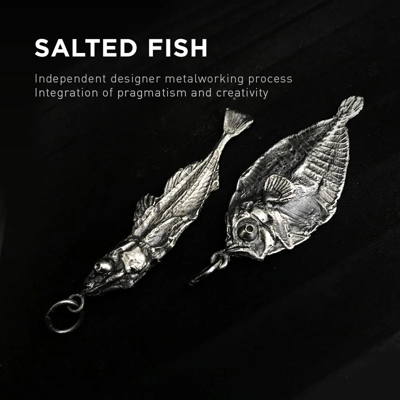 S925 Sterling Silver Original Design Salted Fish Pendant Handcrafted Creative Gift Animal Necklace For Men And Woman Ornaments