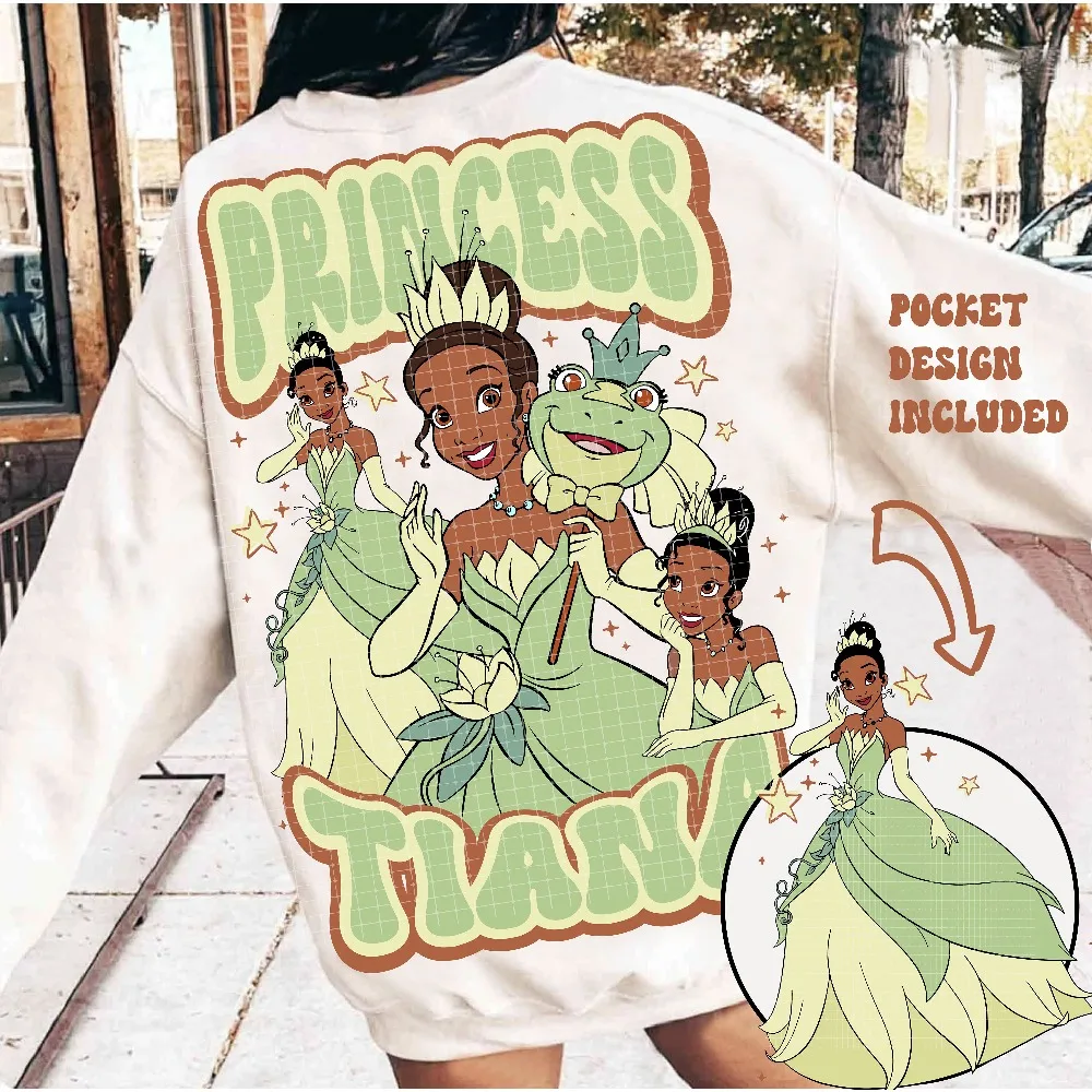 Tiana Princess and the Frog Disney sweatshirt is comfortable. Autumn and winter fleece crew neck pullover goth hoodies