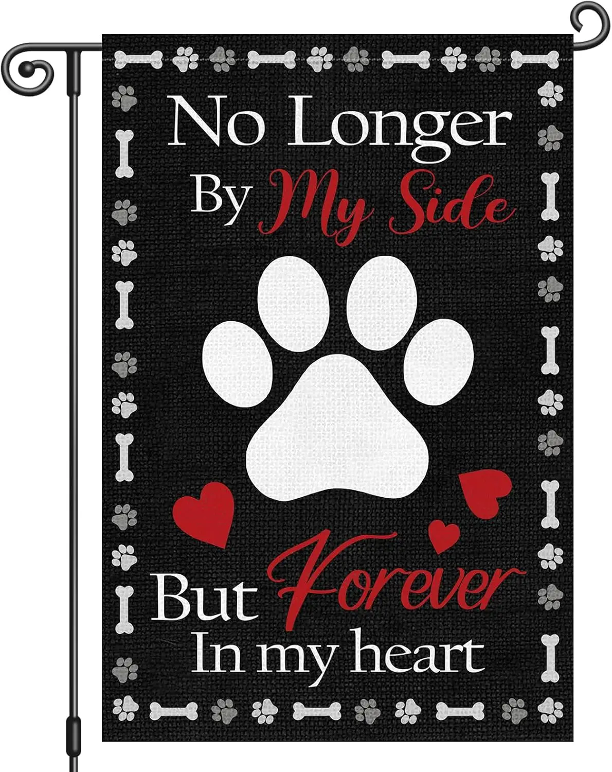 Heyfibro Pet Memorial Garden Flag 12x18 Inch Double Sided Dog Paw Print Garden Flag Small Yard Flags for Outside House Farmh PPM