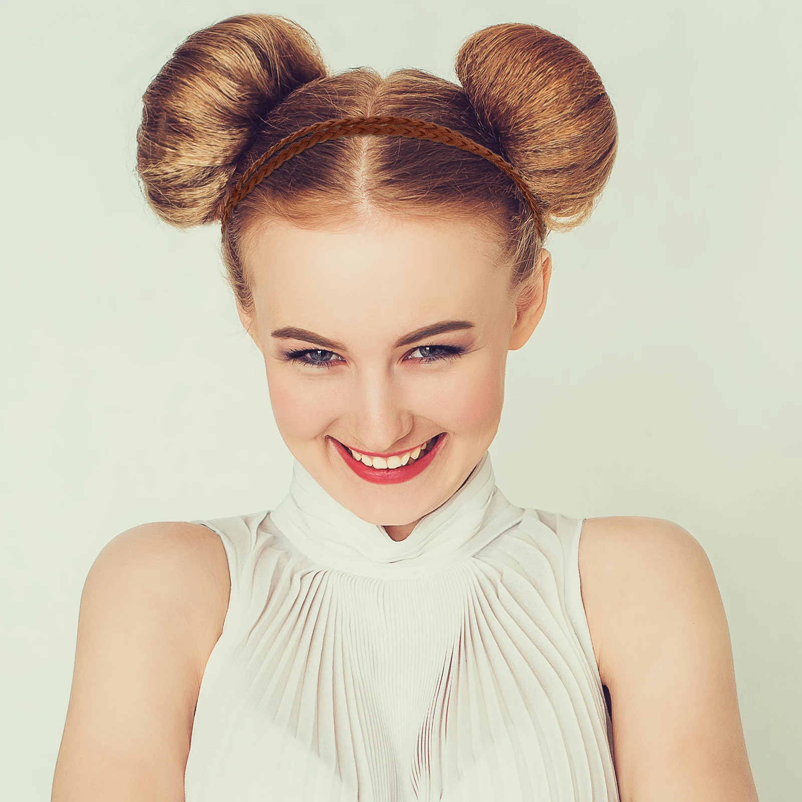 Candy Color Hand-Woven Twisted Braid Headband Double Layer Hair Band for Women Adjustable Retro Style Decorative Hair Accessory