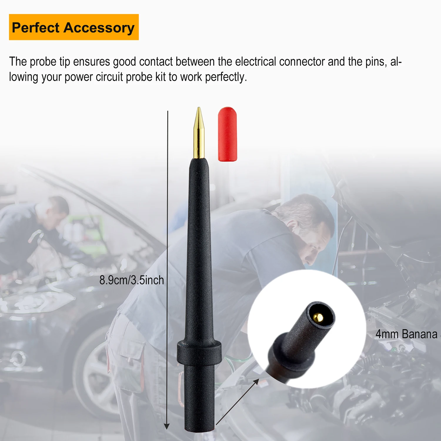 ZIBOO - 2Pk 4Mm Banana Jack 3 Ponta Preta (PPTK0024), Use para Autel Circuit Tester Power Circuit Probe