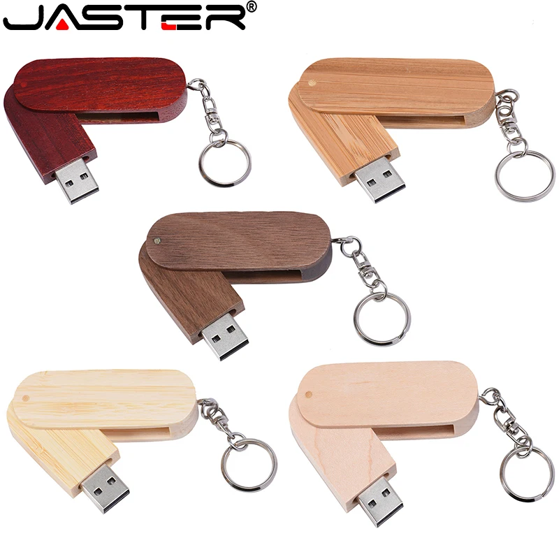 

JASTER Free Custom logo Maple wood USB flash drive Rotatable Pen drive 8GB 16GB U disk 2.0 32GB memory stick Free key chain gift