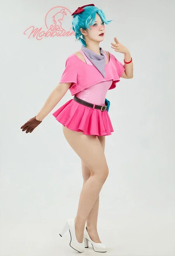 مجموعة ملابس داخلية كوسبلاي موبوني أنيمي التأثيرية بدلة وردية وقميص قصير مع تنورة صغيرة وحقيبة خصر زي تنكري