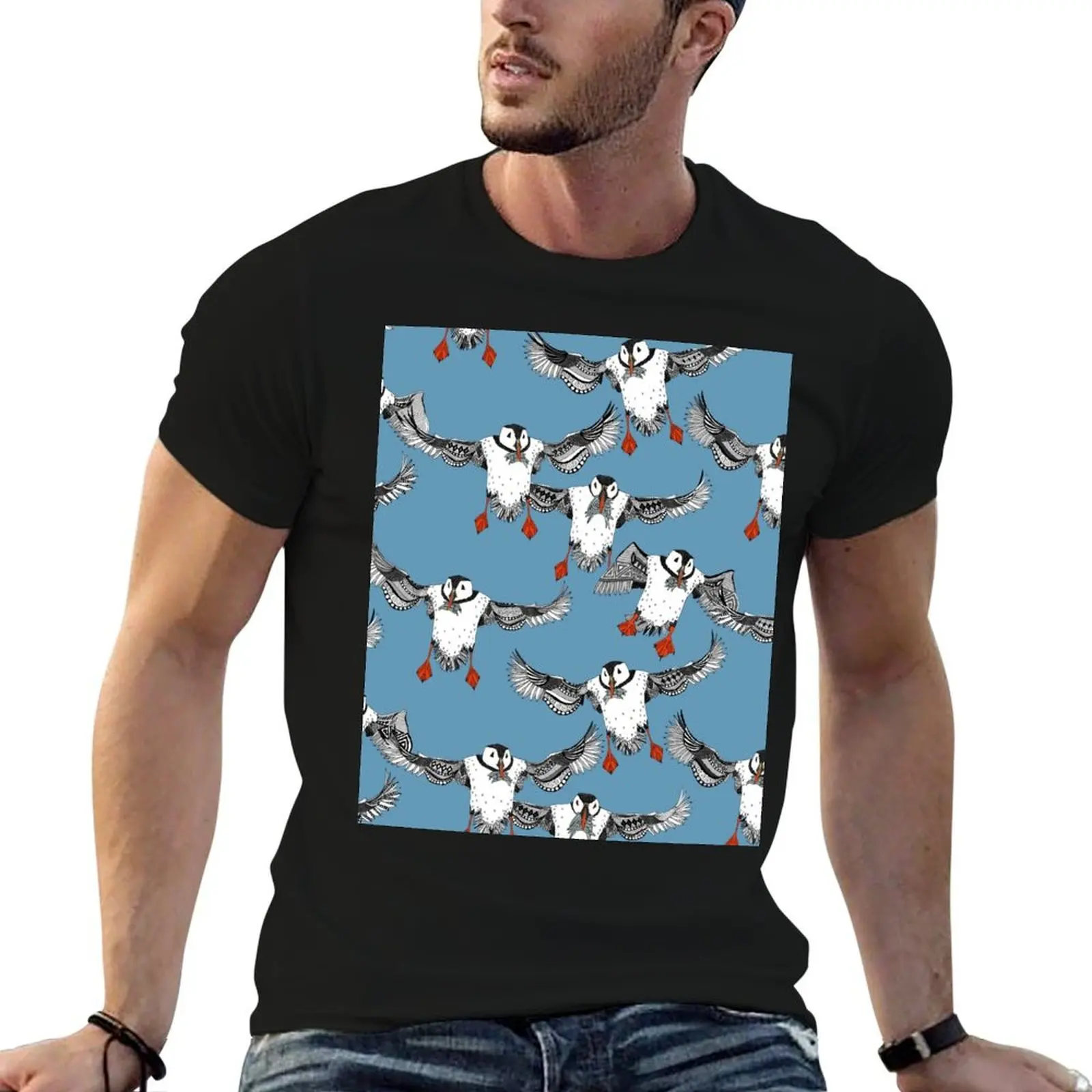 Atlantic Puffins blue T-Shirt vintage clothes graphic t shirts mens graphic t-shirts anime