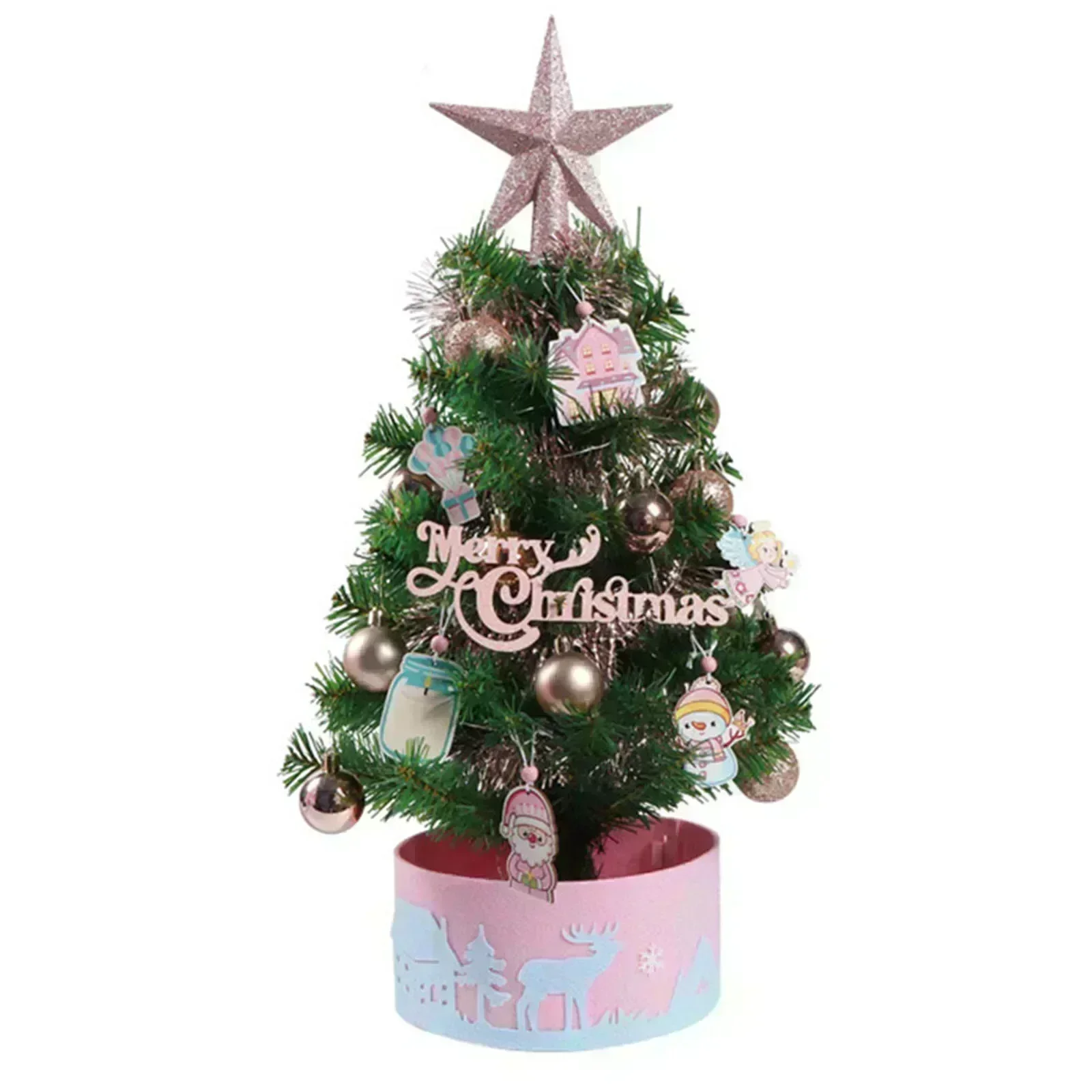 

Christmas Celebration 60CM Xmas Tree DIY Holiday Decor Family DIY Ornament Festive Table Decoration PVC Plastic Christmas Tree