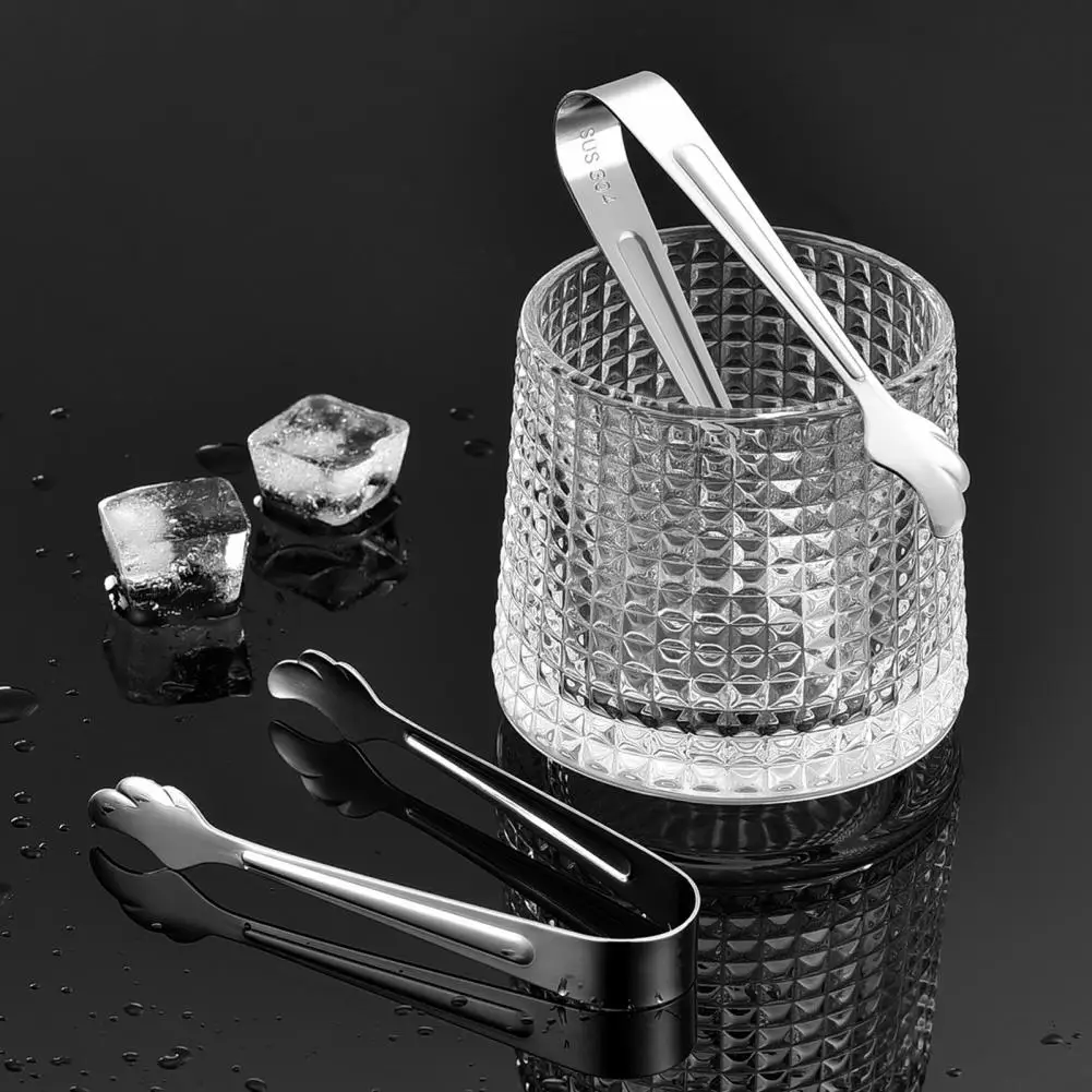 Ice Tongs Non-slip Handle Ice Cube Clips Stainless Steel Food Serving Tongs Ice Cube Picker  Kitchen Bar Barware Accessories