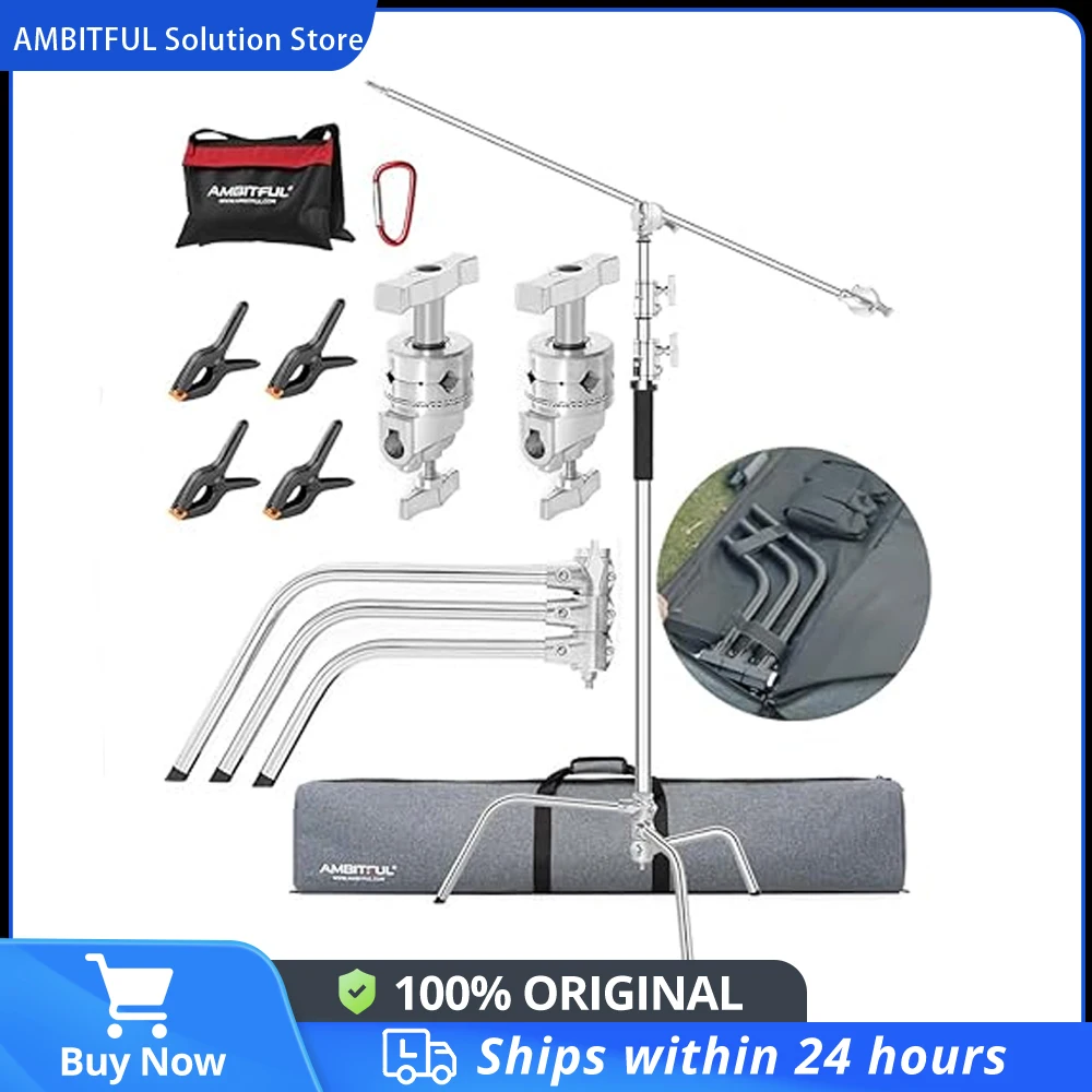 

AMBITFUL Цельнометаллический кронштейн C, регулируемый кронштейн отражателя, с фиксированным кронштейном 128 см + одинарная сумка для студии