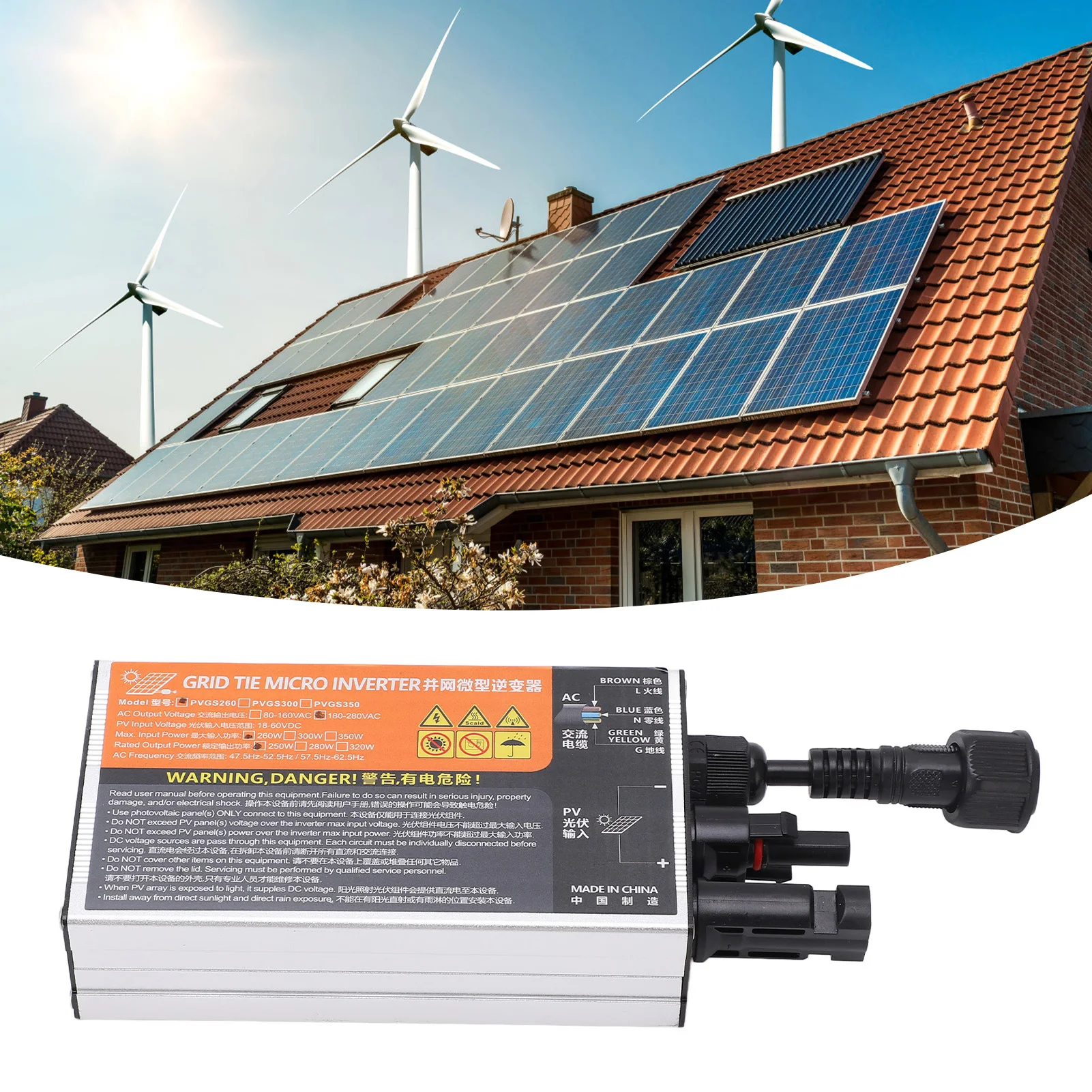 

Grid Tie Inverter PVGS Solar Grid Tie Inverter Solar Power PV Inverter Power Inverter 18‑60V Solar Inverter Micro Inverter