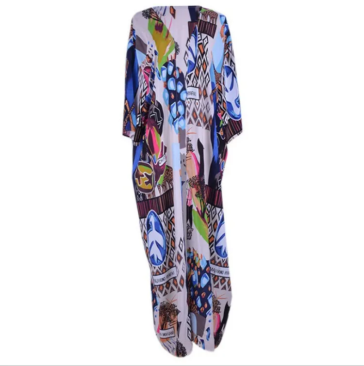 Cover Ups Dames Badmode Lange jassen Korte mouw Casual losse print Y2k Streetwear Elegante open steek Strand Maxi-jassen