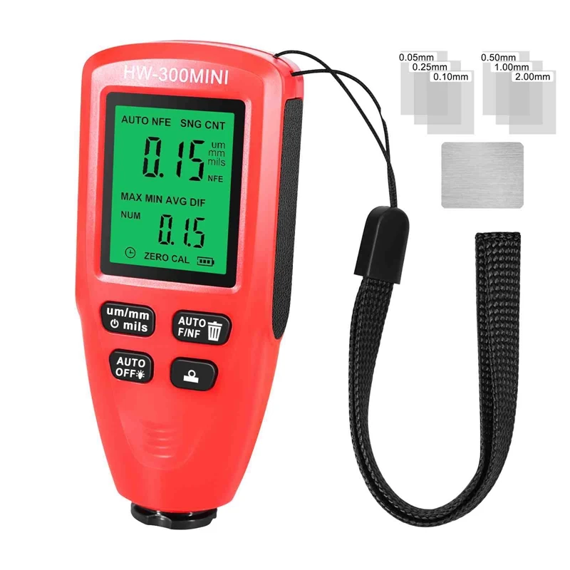 HW-300MINI Coating Thickness Gauge 0-2000UM Measuring Paint Tools Portable Car Coating Thickness Measurer Black