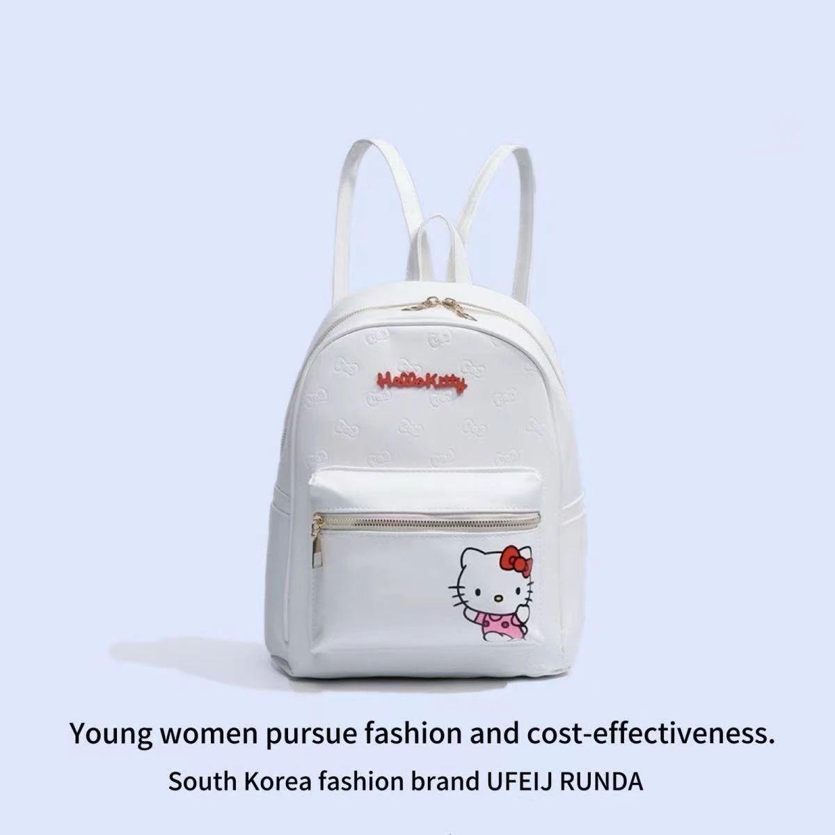 Image 4: Sac à dos Miniso Hello Kitty, sac à dos d'eau en cuir blanc, sac à dos imperméable, résistant à l'usure, à la mode et tendance, long