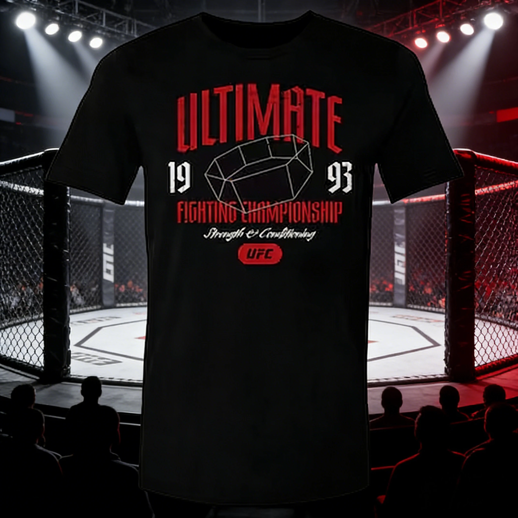 

UFC Brand Commemorative Black Short-sleeved 2026 Summer Pure Cotton 100% Printed Loose T-shirt Suitable for Both Men and Women