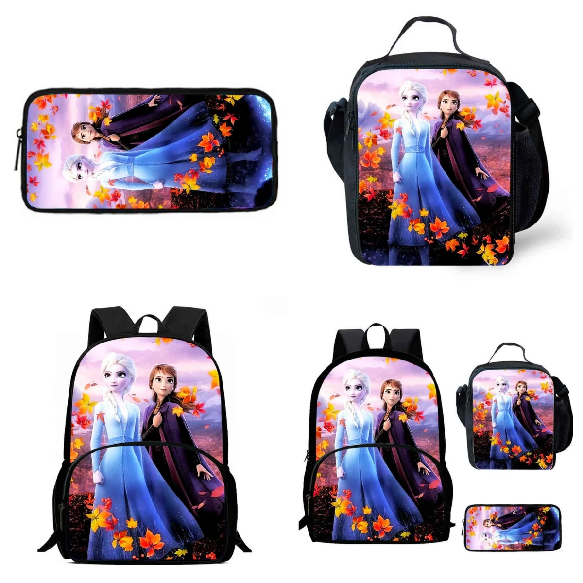 

3Pcs Set Disney Snow Queen School Backpack with Front Pouch ,Lunch Bags,Pencil Bags,Cartoon School Bags for Boys Girls,Best Gift