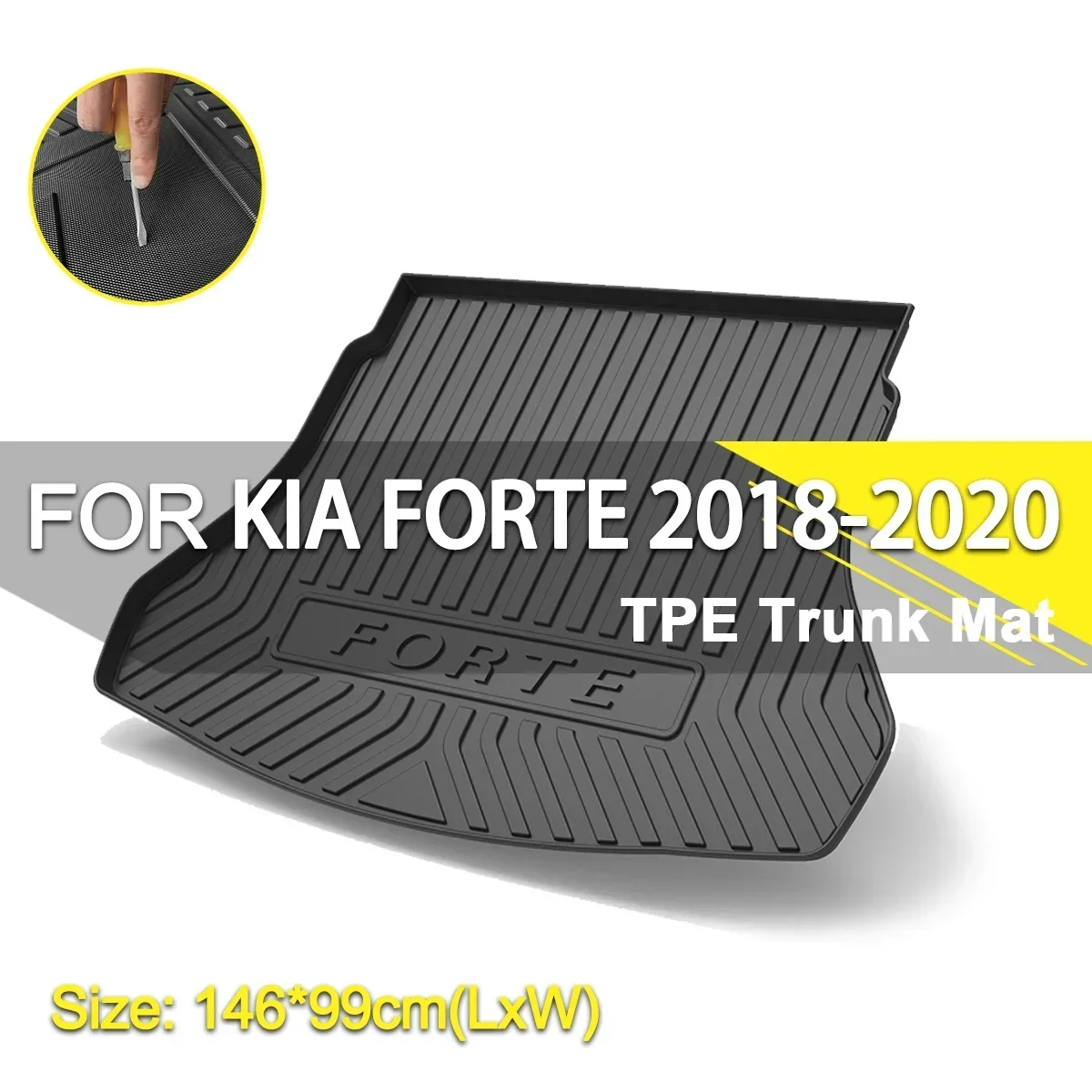 

Car Rear Trunk Cover Mat Waterproof Non-Slip Rubber TPE Cargo Liner Accessories For KIA FORTE 2018-2020