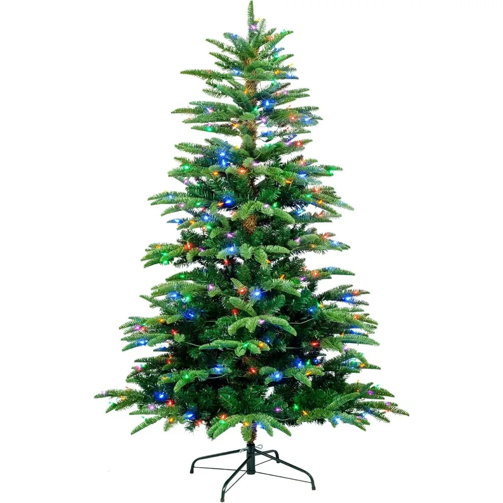 

6.5 Feet Tall Realistic Spruce Pre-Lit Christmas Tree with 300 Multicolor LED Lights