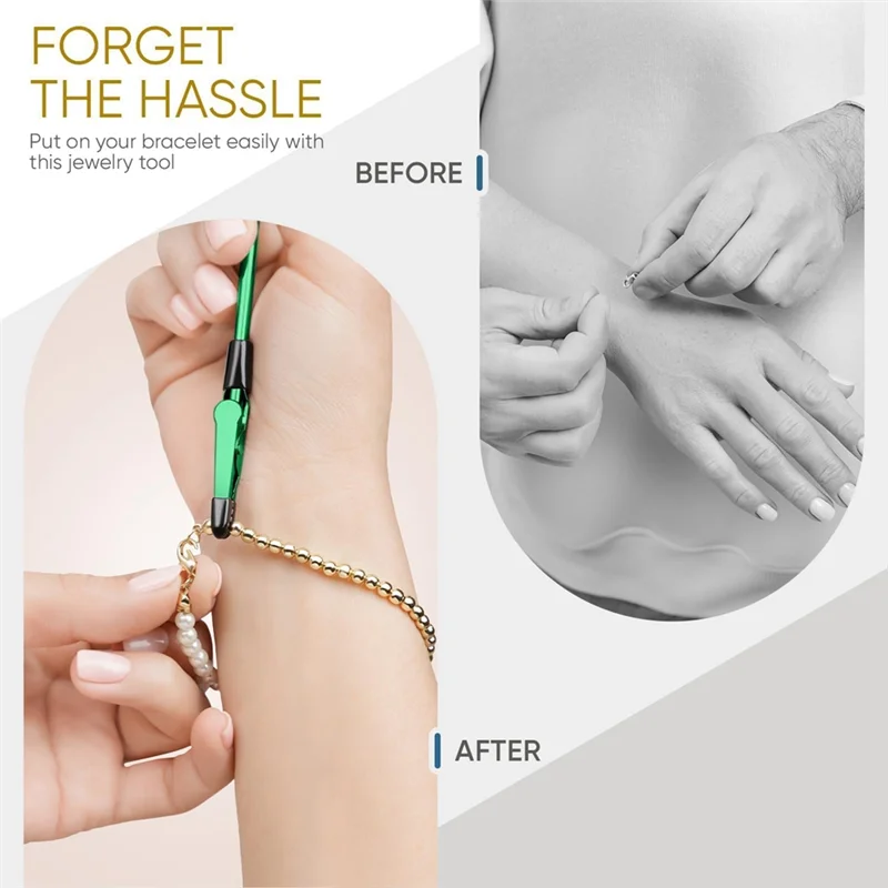 AB34-2PCS Armbandhulpmiddel - Bevestigingshelperhulpmiddel voor armband, ketting, sieraden, horloge - blauw, smaragd