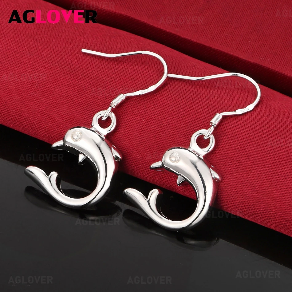 

AGLOVER 925 Sterling Silver Dolphin Earrings Exquisite Popular Women's Anniversary Gift Jewelry