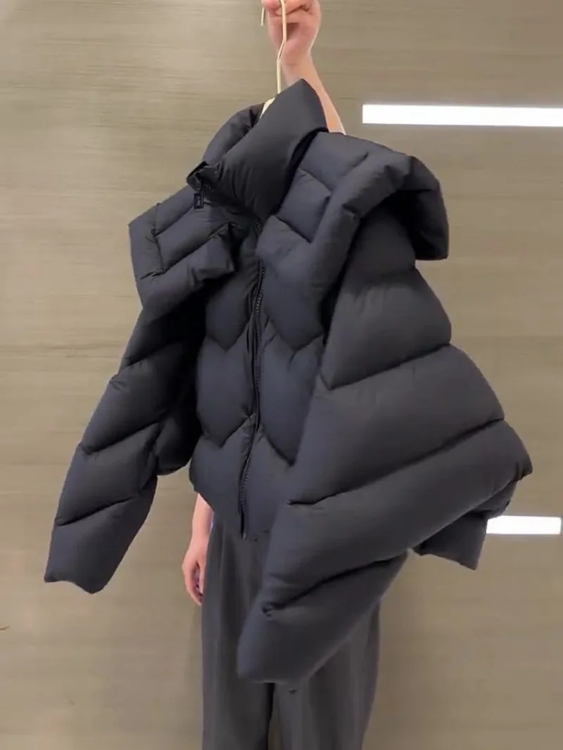 Shpmishal Winter Design Fashionable and Premium Cotton Jacket Thick Loose Casual Black Short Coat Female Clothing