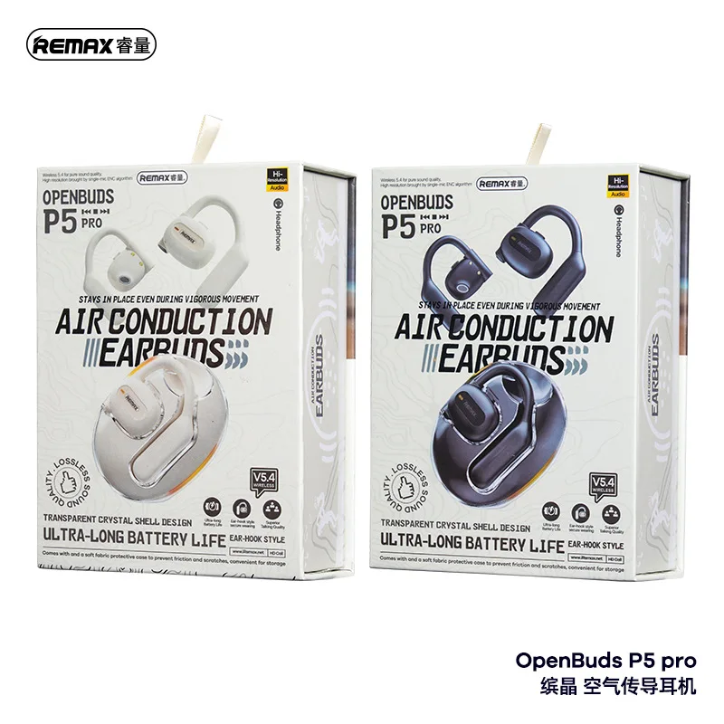 REMAX Binchin OpenBuds P5 Pro - Auricolari Bluetooth 5.4 a conduzione aerea - 12 ore di riproduzione, gancio comodo e suono chiaro