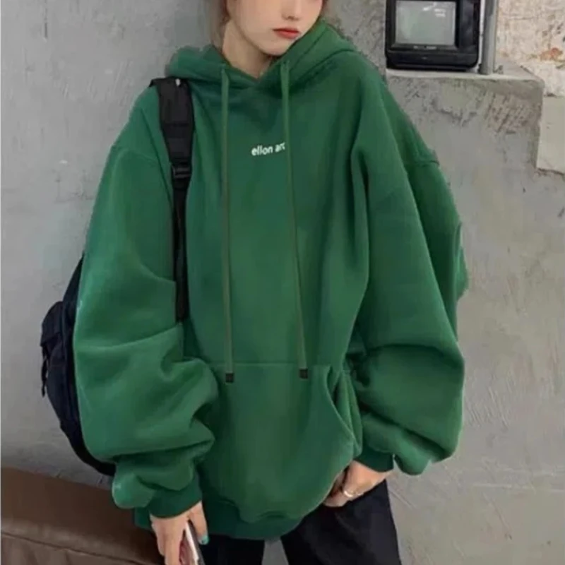 Women\'s Hooded Sweatshirts New In Hoodies Baggy Loose Korean Streetwear Y2k Popular Clothes Basic Sweat-shirt Vintage Female Top