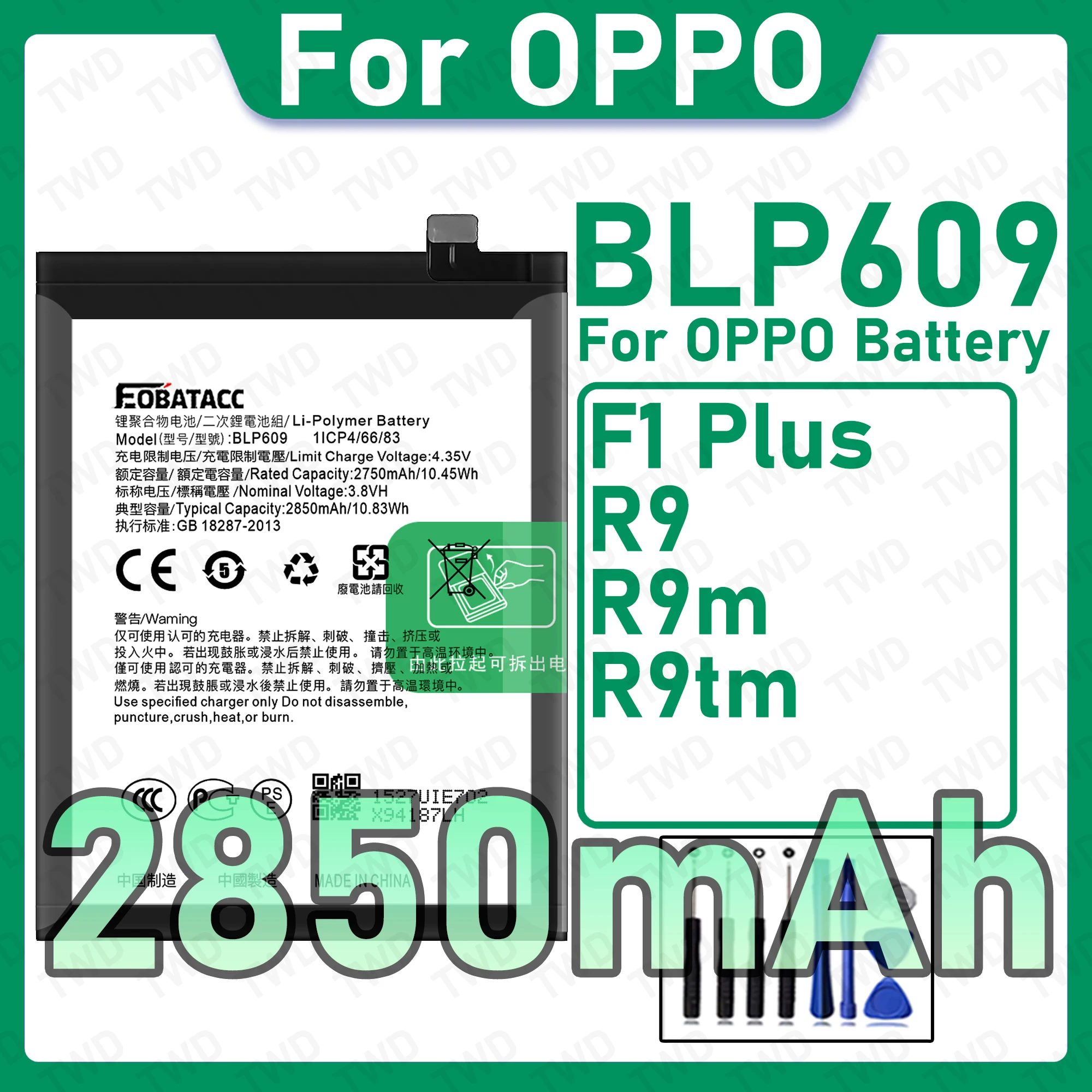 New High Quality Safe Durable BLP609 Battery For OPPO F1 Plus R9 R9m R9tm Replacement Long Lasting+Free Tools