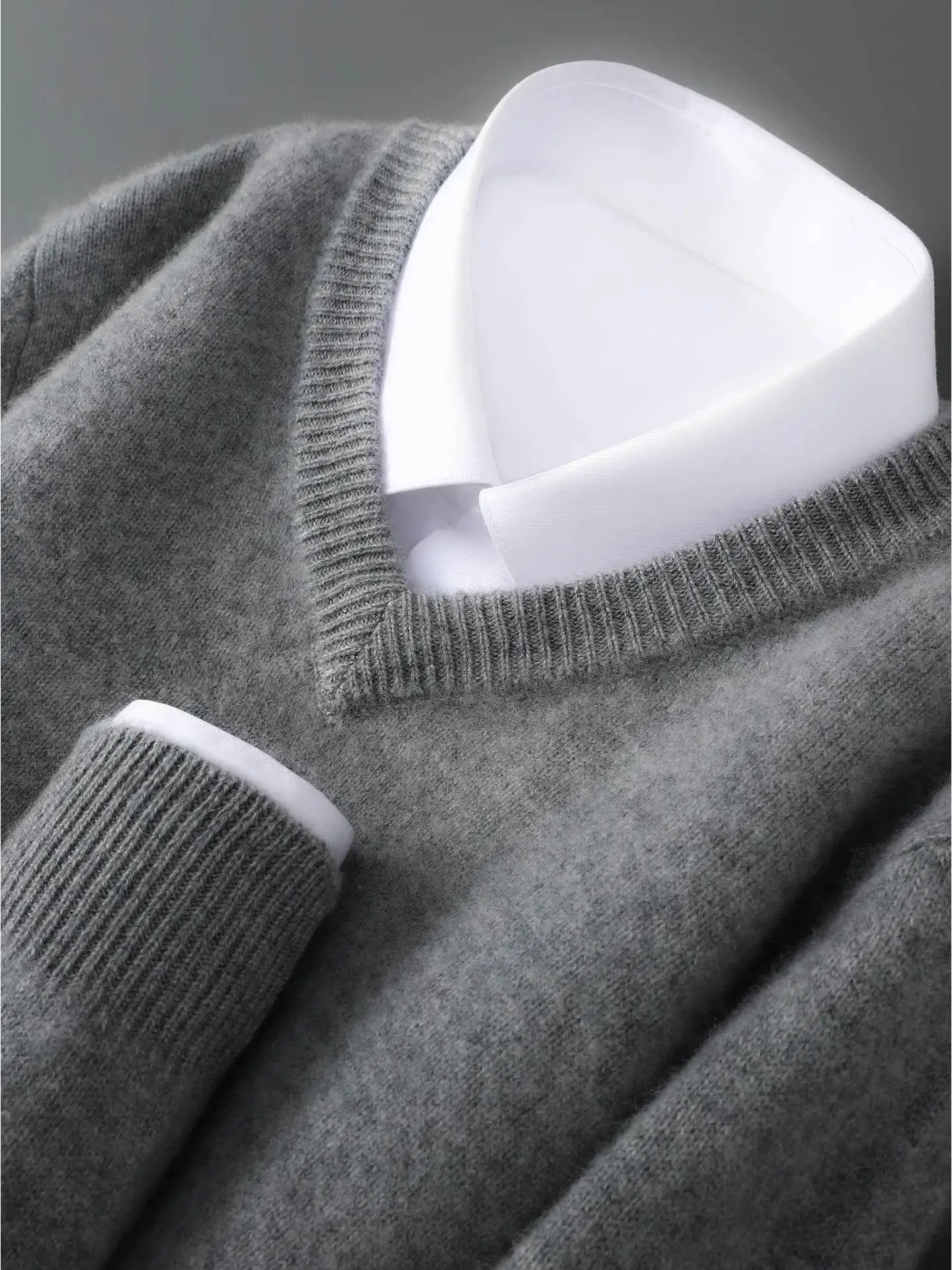 

Новый зимний свитер Thiened 00 из чистой шерсти, мужской свитер с v-образным вырезом, повседневный деловой свободный вязаный топ, теплый, сохраняющий тепло