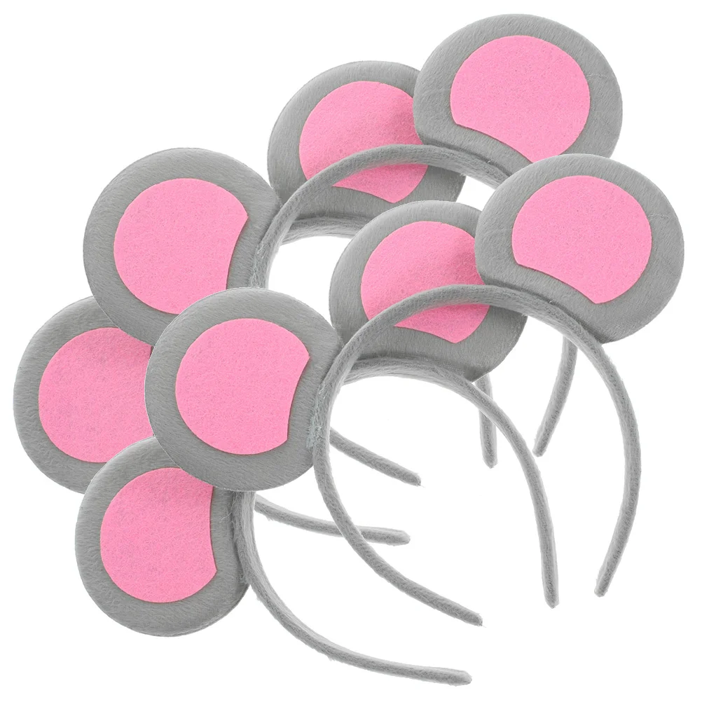 

4 Pcs Animal Ear Headband Cosplay Ears Mouse Gray Headbands Hair Hairbands Party Favors Headgear