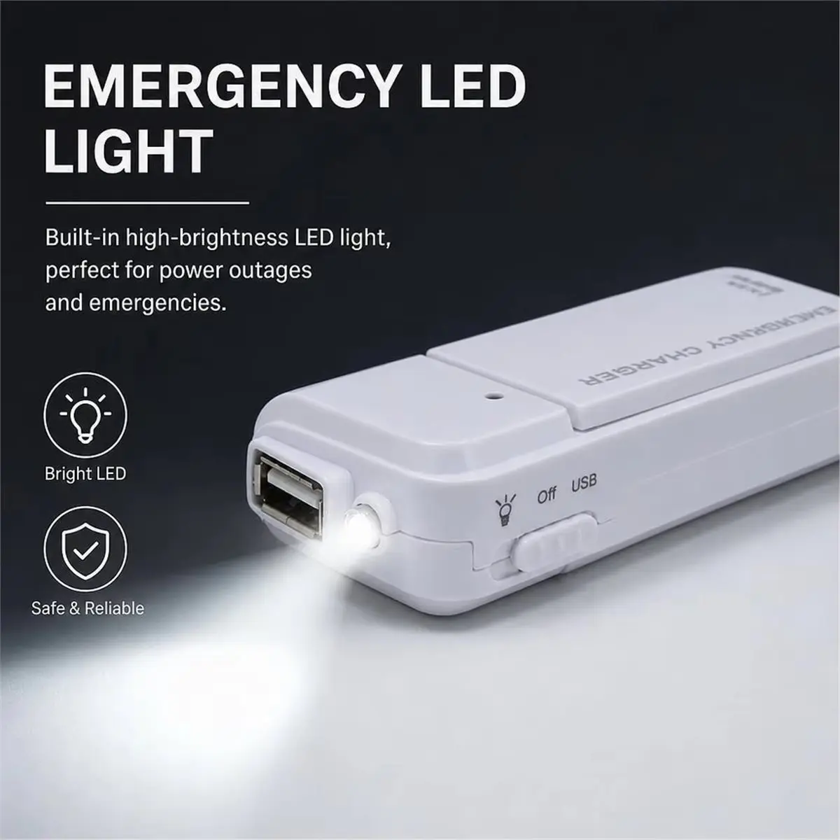 Universal Portable 500mA USB Emergency Charger Box 2AA Battery Portable Power Bank Box with LED Lighting A