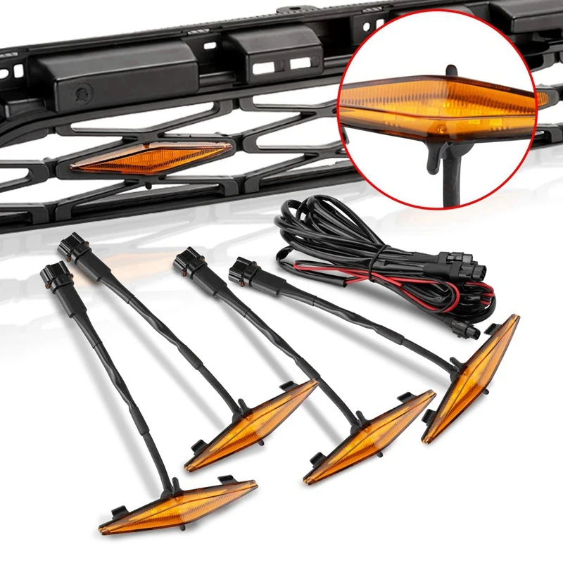 4PCS External White LED Lights Decoration, Led Front Grille Lights For 2014-2019 Toyota 4Runner TRD Pro Grille