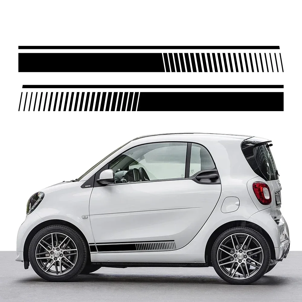 

Car Styling Door Side Skirt Sticker Sport Racing Stripes Vinyl Decals Decor For Mercedes Benz Smart Fortwo 453 451 Accessories