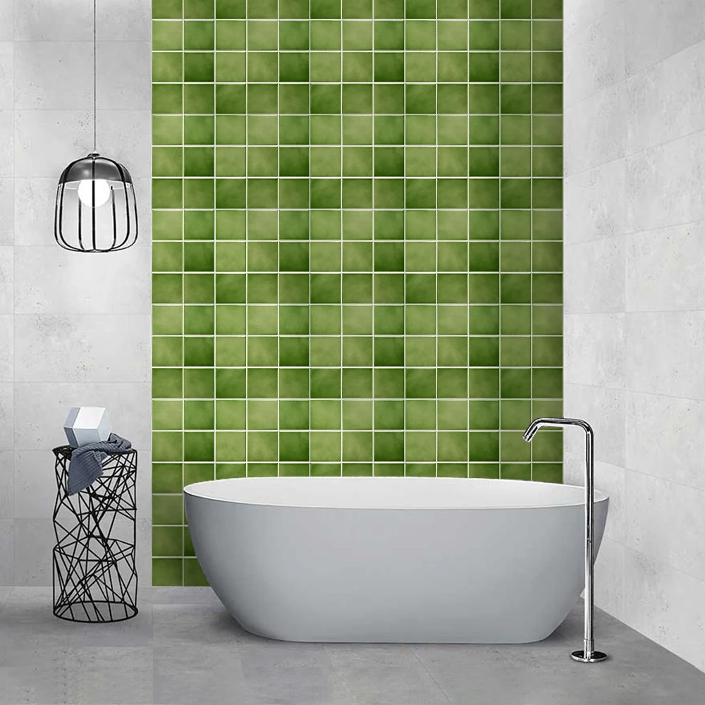 1/10pcs 3D Tile Sticker Self-adhesive Wall Panel Peel and Stick Green Tile Backsplash for Kitchen Bathroom Wall Sticker