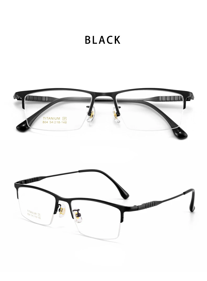 Mode geschäft ultraleichte reine Titan quadratische Brille Luxus Halb rahmen Herren Brille optische Brille 804 – Detail 8