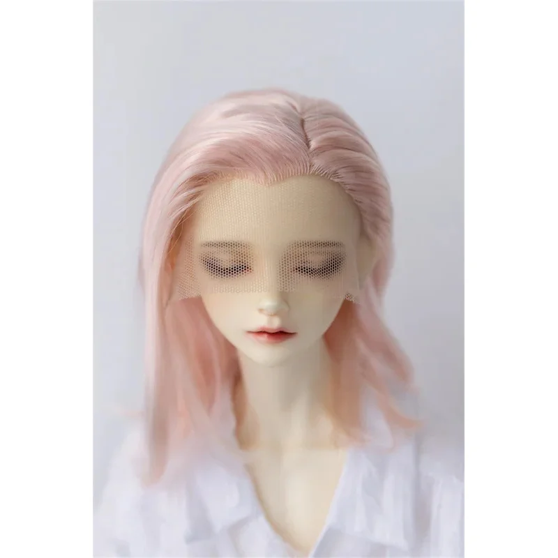 

1/3 Мягкий молочный шелковый крючок для лба, боковая часть, длина плеч, волосы BJD, игрушечный парик, точечный инвентарь, розовые аксессуары для кукол (без куклы)