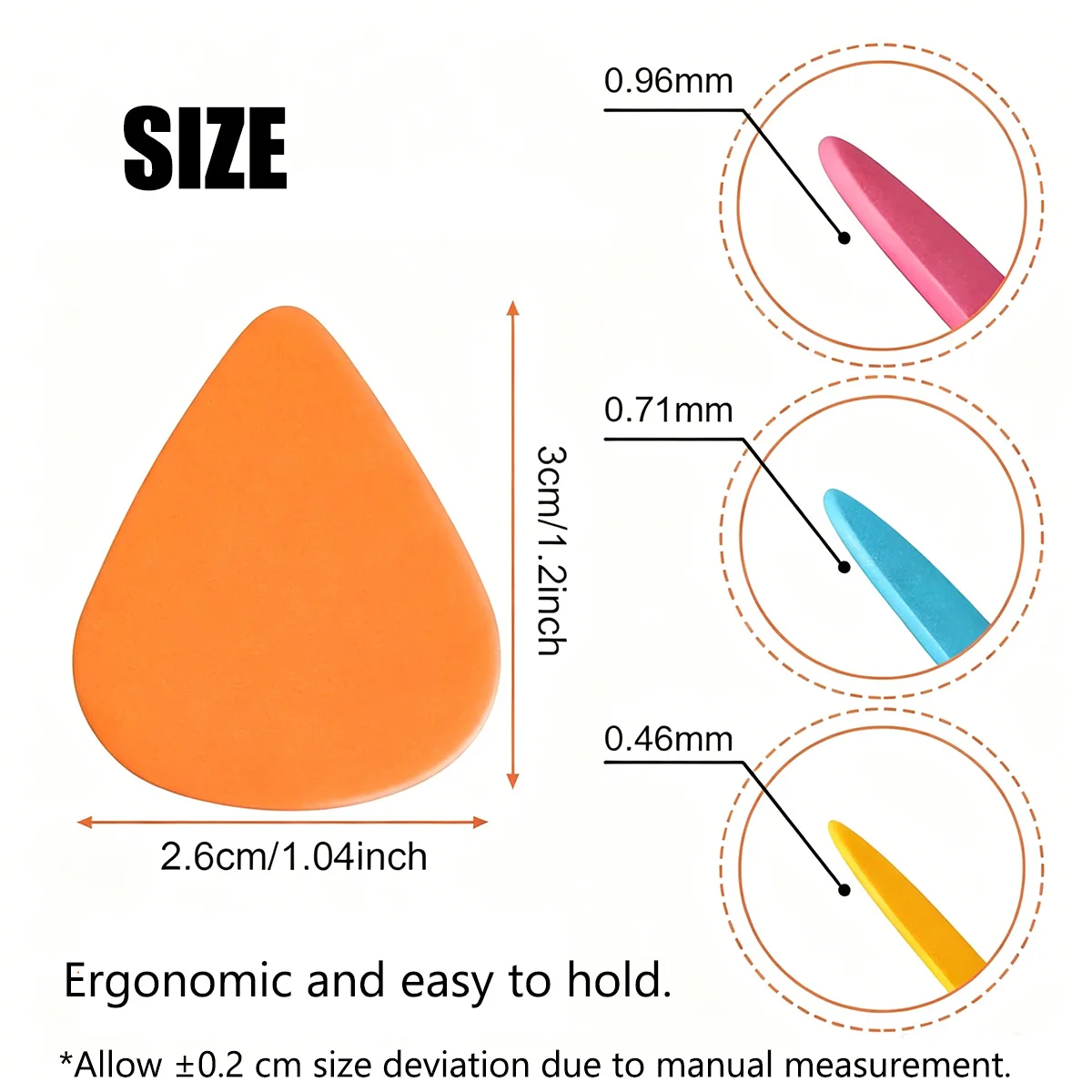 Miwayer 100 Pcs Mixed ABS Guitar Picks – 0.46/0.71/0.96mm,Frosted Anti-Slip, Random Colors, for Acoustic/Electric/Bass/Ukulele
