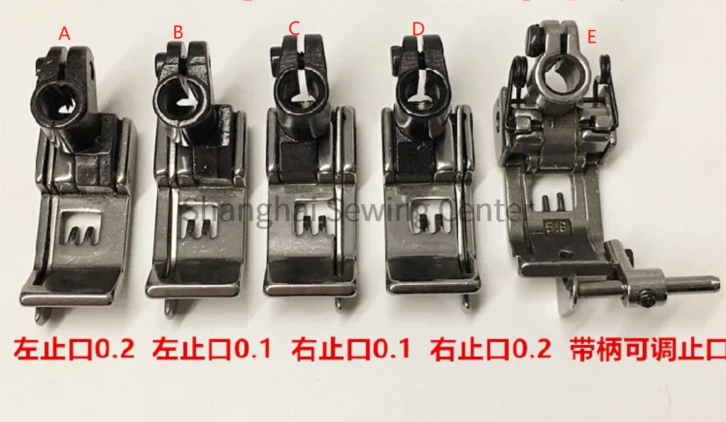 Stalowa stopka z regulowaną krawędzią do maszyny do szycia W500 z trzema igłami i pięcioma gwintami 0,1 0,2 Lewa Prawa Kompensacja