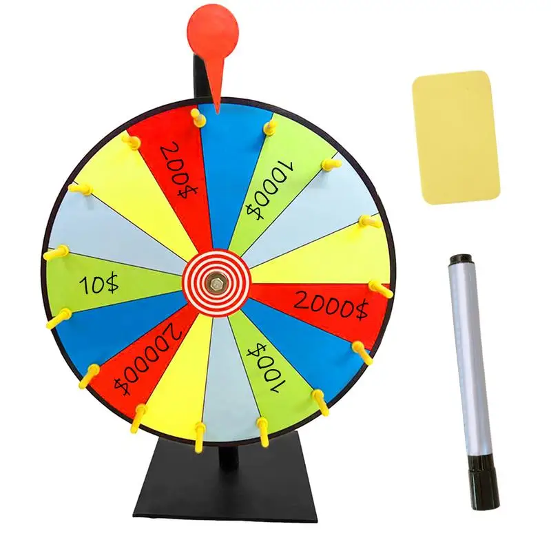 Prize Wheel Turntable Wheel Spinner Color Wheel Of Fortune Color 15 Slots Heavy Duty Prize Wheel With Marker And Eraser For